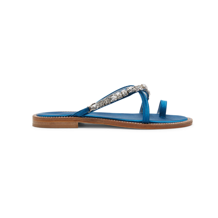 Gucci Blue Satin Crystal Embellished Interlocking G Ankle Strap Sandals  Size 39 Gucci | TLC